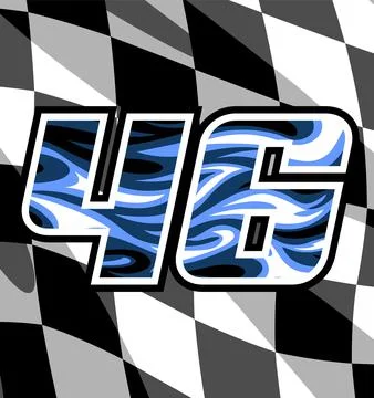 No 46 with checkered flag background Stock Illustration