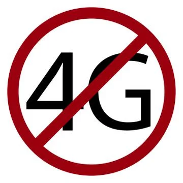 No 4G network sign, vector icon black and red colors Stock Illustration