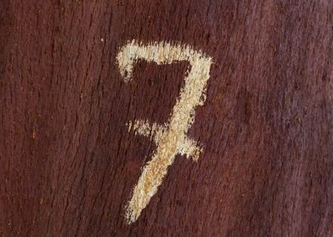 No 7 painted on a cork tree in Portugal Stock Photos