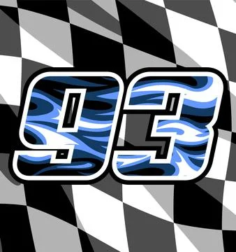 No 93 with checkered flag background Stock Illustration