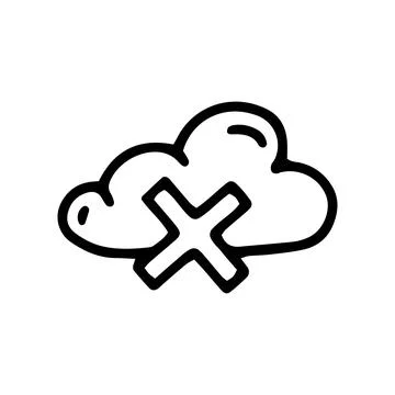 No access to cloud service line vector doodle simple icon イラスト素材