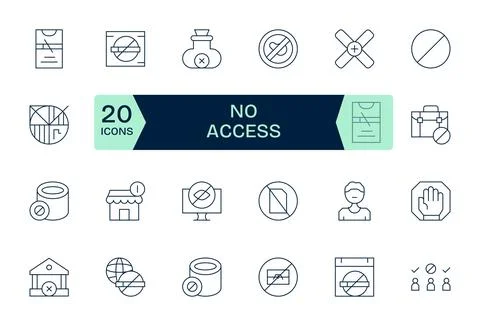 No Access Complete Vector Package with 24 Retina Ready Thin Line Display Pe.. Stock Illustration