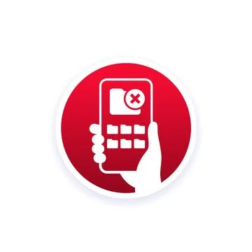 No access to folder vector icon with smart phone in hand Stock Illustration