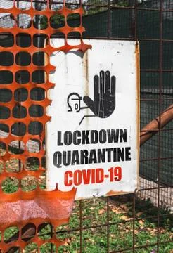 No access sign at construction area with COVID message Stock Photos