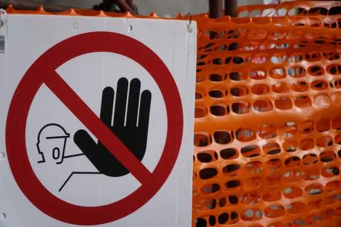 No access for unauthorized persons, unauthorized warning sign 写真素材