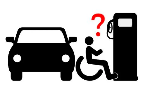 No accessibility at the petrol station Stock Illustration