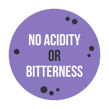 No acidity or bitterness sign at coffee label Stock Illustration