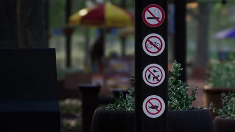 No activity signs in a park showing rules for visitors Stock Footage 340654447