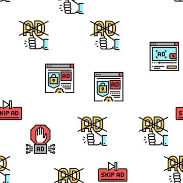 No Ads Advertise Free Vector Seamless Pattern Stock Illustration