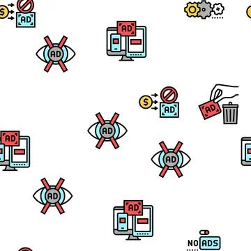 No Ads Advertise Free Vector Seamless Pattern Stock Illustration