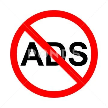 No ads icon. Bright warning, restriction sign on a white background ...