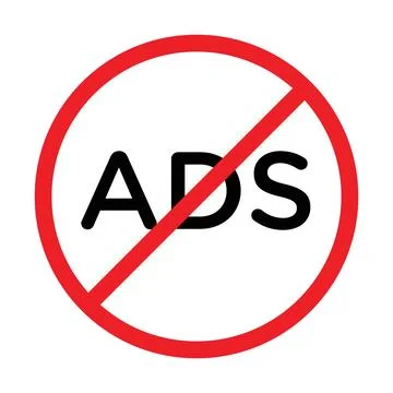 No ads icon linear logo mark in black and white Stock Illustration