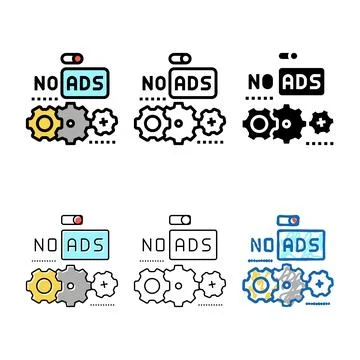 No ads setting color icon vector minimal Stock Illustration