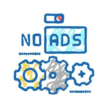 No ads setting icon doodle illustration Stock Illustration