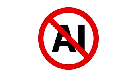 No AI Sign Animation - Prohibited Artificial Intelligence Symbol 库存影片 336456045