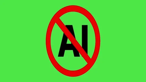 No AI Sign Animation - Prohibited Artificial Intelligence Symbol on Green Screen 스톡 동영상 336456361