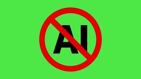 No AI Sign Animation - Prohibited Artificial Intelligence Symbol on Green Screen Stock Footage 336474541