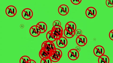 No AI Sign Animation - Prohibited Artificial Intelligence Symbol on Green Screen Vídeo Stock 336474558