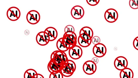 No AI Sign Animation - Prohibited Artificial Intelligence Symbol Video stock 336474563