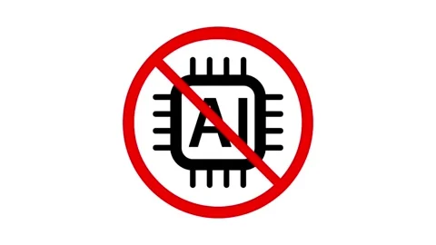 No AI Symbol Animation - Artificial Intelligence Banned Sign on White Background 库存影片 336555873