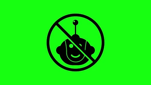 No AI Training- Robot Icon Symbol on Green Background Stock Footage 311518939