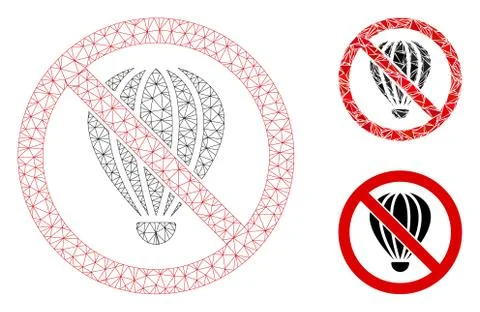 No Air Balloon Vector Mesh Carcass Model and Triangle Mosaic Icon Stock Illustration