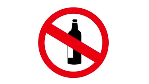 No alcohol drinking allowed sign animation Stock Footage 241835975