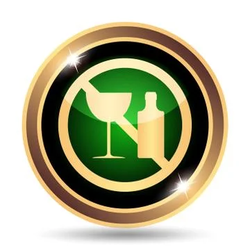 No alcohol icon. Internet button on white background.. Stock Illustration