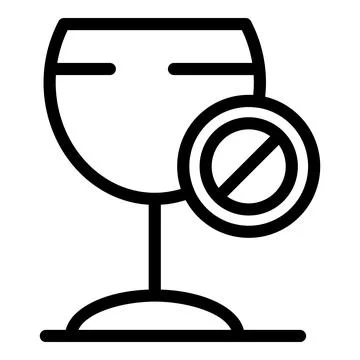 No alcohol sign over empty wine glass icon Ilustração Stock