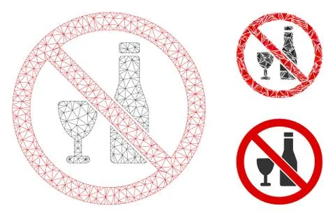 No Alcohol Vector Mesh 2D Model and Triangle Mosaic Icon Stock Illustration