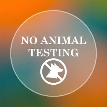 No animal testing icon. Internet button on colored  background.. Stock Illustration