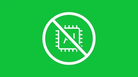 No artificial intelligence generated AI forbidden not allowed symbol Stock Footage 309510942