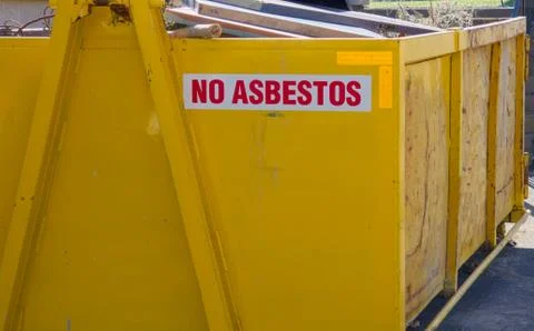 No asbestos skip bin Foto stock
