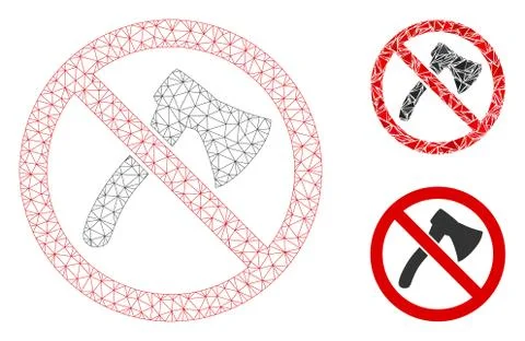 No Axe Vector Mesh Wire Frame Model and Triangle Mosaic Icon Stock Illustration