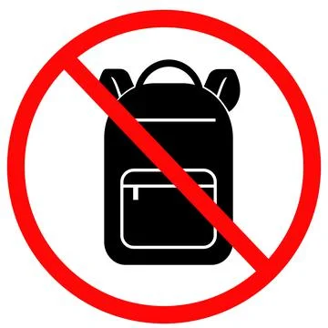 No backpacks allowed on white background. Backpacks are prohibited sing. Stock Illustration