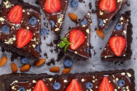 No bake Chocolate cake, close up Stock Photos