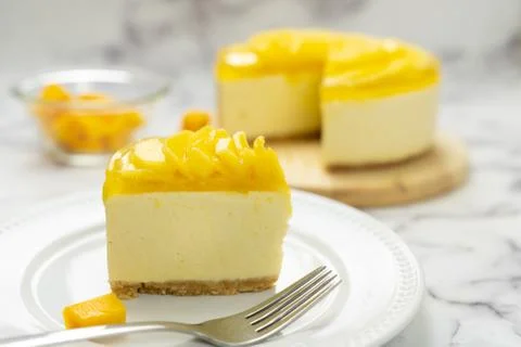 No bake mango cheesecake Stock Photos