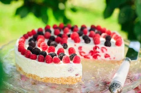 No-bake Raspberry Cheesecake Stock Photos