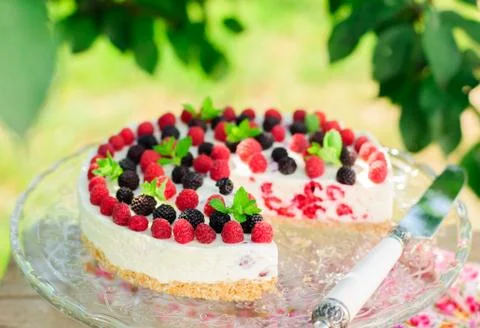 No-bake Raspberry Cheesecake Stock Photos