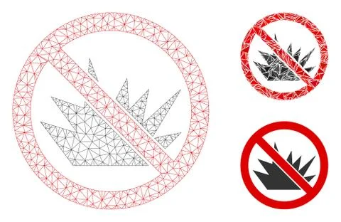 No Bang Vector Mesh Network Model and Triangle Mosaic Icon Stock Illustration