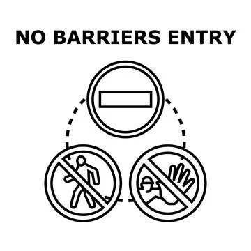 No barriers entry concept illustration and icons Stock Illustration