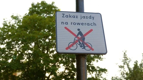 No Bikes On Walking Path Sign Video stock 89729240