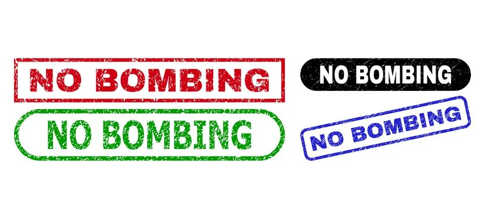 NO BOMBING Rectangle Stamps Using Corroded Surface Stock Illustration