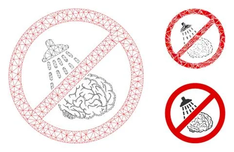 No Brain Washing Vector Mesh Network Model and Triangle Mosaic Icon Stock Illustration