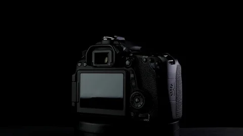 No brand camera on black background. Camera matrix is visible, Fast stand Stock Footage 126529014