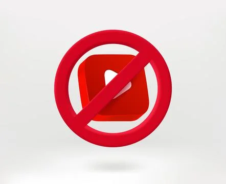 No broadcasting concept with red button. 3d vector illustration Stock Illustration