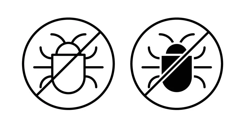 No Bug icon pack with silhouette and stroke web icons Stock Illustration