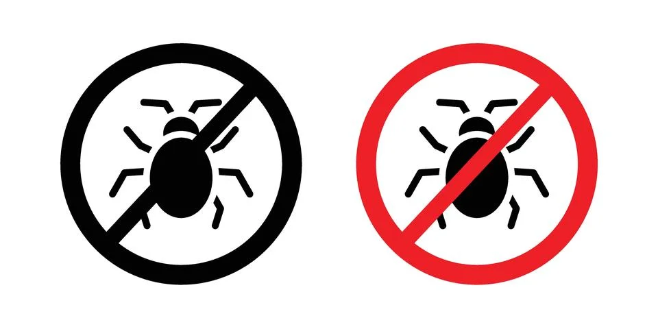 No Bug icon silhouette vector set. thin line pack 库存插图