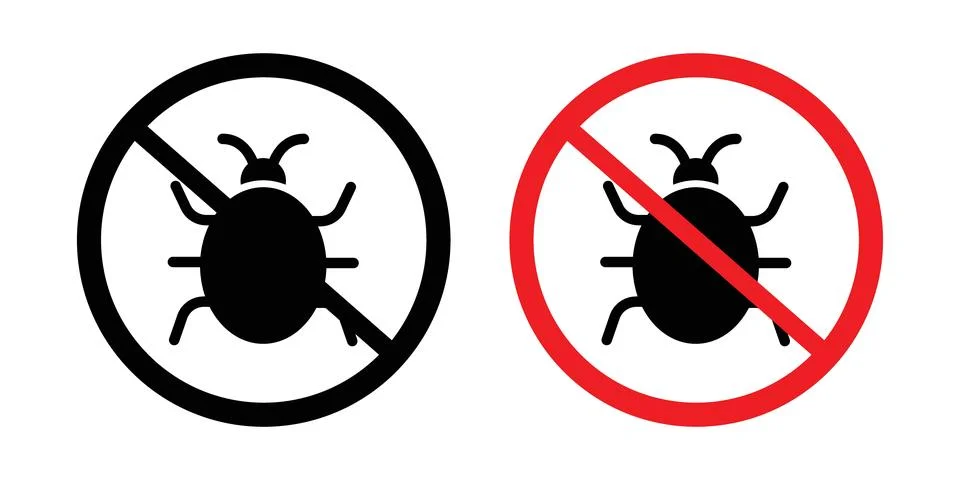 No Bug icon symbol. Flat and Stroke Vector illustration Stock Illustration