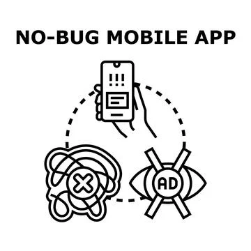 No bug mobile app concept vector illustration Ilustração Stock